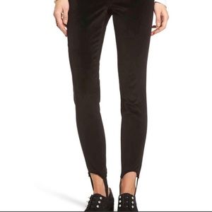 Stone Row Stirrup Jeans Size 26 Black Stretch Cotton Velour Velvet Leggings